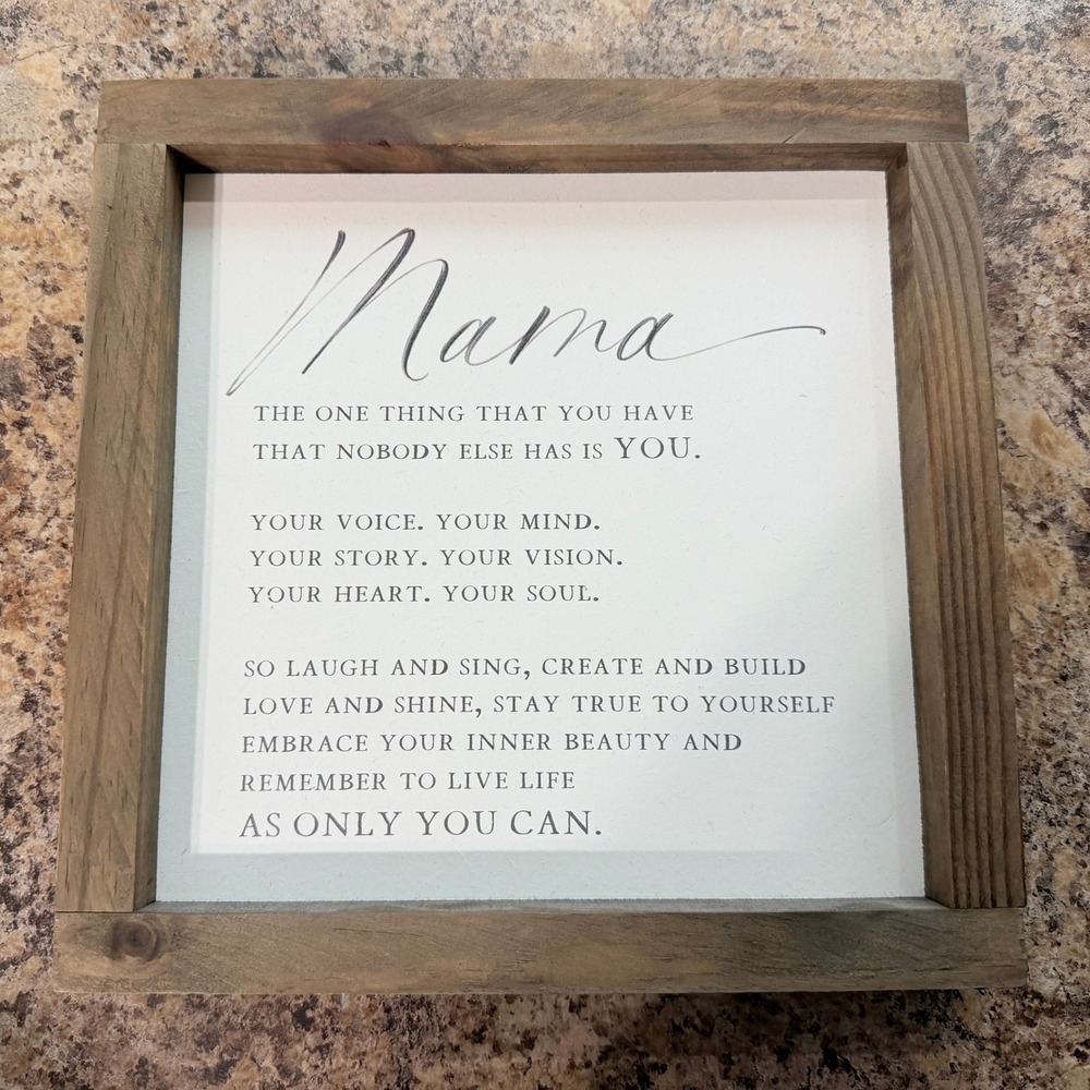 Clairmont & Co Mama Framed Wood Sign Rustic Wall Art Decor 9.5x9.5in